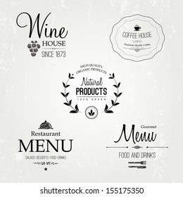 Restaurant labels set, vector menu design