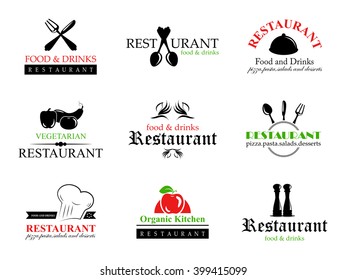 Restaurant Labels Set-Isolated On White Background-Vector Illustration,Graphic Design.Collection Of Restaurant, Bistro And Bar Icons