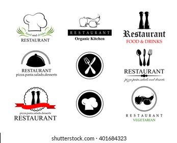 Restaurant Labels Set-Isolated On White Background-Vector Illustration,Graphic Design.Collection Of Restaurant, Bistro And Bar Icons