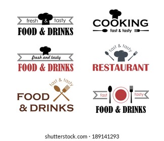Restaurant labels template set with cook hat