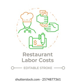 Restaurant labor costs duo tone concept icon. Staff wages regulation strategy. Operational expenses. Round two color outline illustration. Abstract vector design. Easy to use in presentation