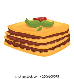 Restaurant lasagna icon cartoon vector. Meat italian dish. Pasta lasagna