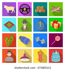 restaurant, leisure, business and other web icon in flat style. wedding, celebration, travel, icons in set collection.