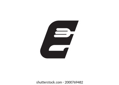 Logo de la carta de restaurante E, muy apto para negocios, empresas, industria, tiendas, restaurantes y otros