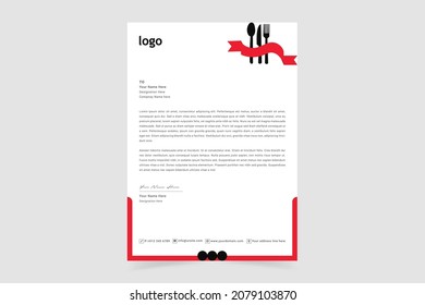 Restaurant Letterhead Design. Creative And Clean Business Style Print-ready Letterhead Design For Your Food Catering And Fast Food Project. Vector Illustration