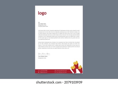 Restaurant Letterhead Design. Creative And Clean Business Style Print-ready Letterhead Design For Your Food Catering And Fast Food Project. Vector Illustration