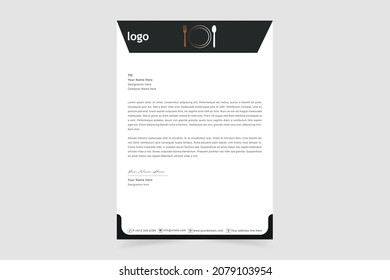 Restaurant Letterhead Design. Creative And Clean Business Style Print-ready Letterhead Design For Your Food Catering And Fast Food Project. Vector Illustration