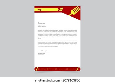 Restaurant Letterhead Design. Creative And Clean Business Style Print-ready Letterhead Design For Your Food Catering And Fast Food Project. Vector Illustration
