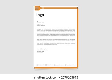 Restaurant Letterhead Design. Creative And Clean Business Style Print-ready Letterhead Design For Your Food Catering And Fast Food Project. Vector Illustration
