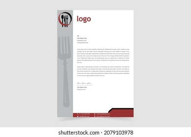 Restaurant Letterhead Design. Creative And Clean Business Style Print-ready Letterhead Design For Your Food Catering And Fast Food Project. Vector Illustration