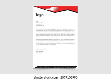 Restaurant Letterhead Design. Creative And Clean Business Style Print-ready Letterhead Design For Your Food Catering And Fast Food Project. Vector Illustration