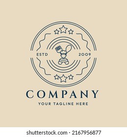 restaurant line art logo icon and symbol. chef,fork, and spoon vector illustration design