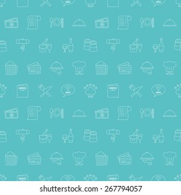 Restaurant line icon pattern set
