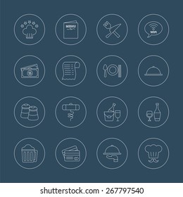Restaurant line icon set