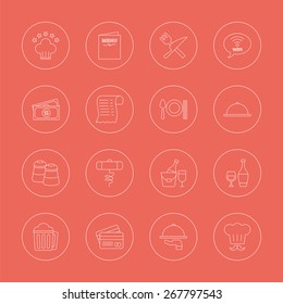 Restaurant line icon set