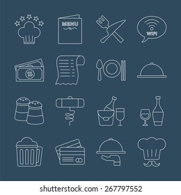 Restaurant line icon set