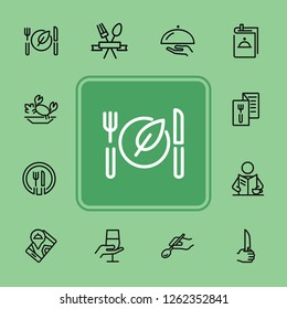 Restaurant line icon set. Menu, dish, spoon, fork. Catering concept. Can be used for topics like food, dinner, meal