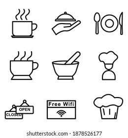 Restaurant line icon set. simple design editable. Design template vector