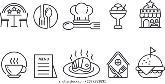 Icono de línea de restaurante