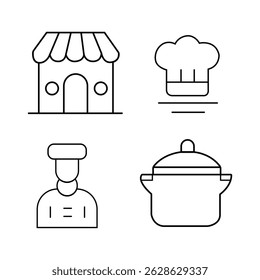 Restaurant Line Icons design vector, Pixel Perfect, editable vector image, Outline style Vector illustration