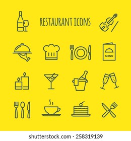 Restaurant Line Icons Set