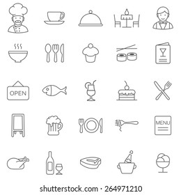 Iconos de línea de restaurante set.Vector