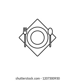 restaurant line icon,tableware linear icon with fork,spoon icon.dish vector icon