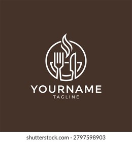 Restaurant line logo design template