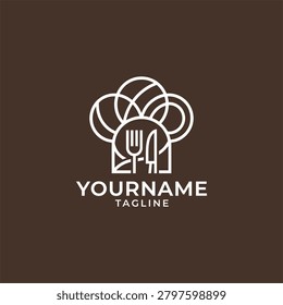 Restaurant line logo template design
