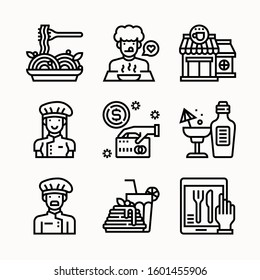 Restaurant of Line vector icons