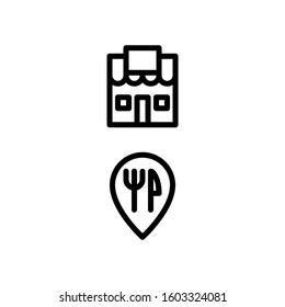Restaurant Location Icon. Building Icon Set Vector Logo Symbol.
