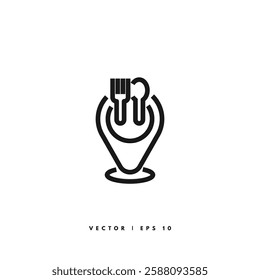 Restaurant Location Icon. Editable Stroke