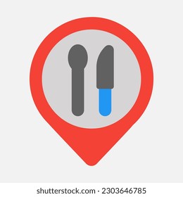 Restaurant-Location-Symbol im flachen Stil, Verwendung für Website-Mobile-App-Präsentation
