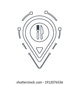 Restaurant Location Icon. Restaurant map, direction, GPS and place position icon.