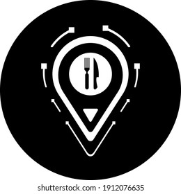 Restaurant Location Symbol. Restaurantplan, Richtung, GPS und Platzierungssymbol.