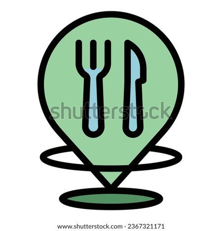 Restaurant location icon outline vector. Meal lunch. Cafe food color flat