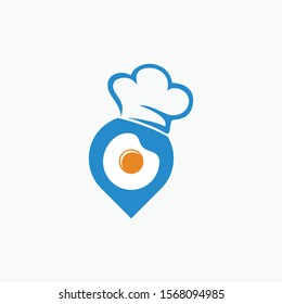 restaurant location logo design inspiration, omelet and restaurant logo design concept, restaurant logo vector