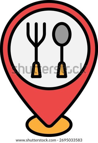 Restaurant Location Pin Icon with Fork and Spoon