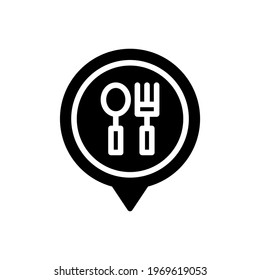 Restaurant location pin icon with glyph style. Placeholder vector icon