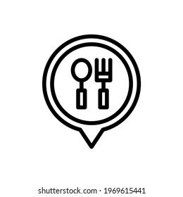 Restaurant location pin icon with line style. Placeholder vector icon