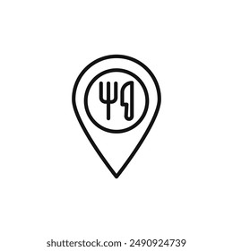 Restaurant location pin logo sign vector outline