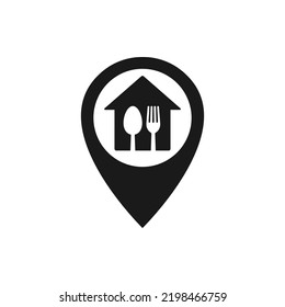 Restaurant location pin pointer icon flat style isolated on white background. Vector illustration