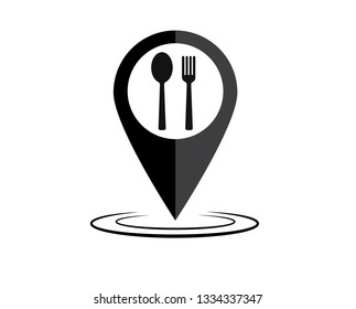 Restaurant location pin vector icon. Filled flat sign for mobile concept and web design. Cafe map, marker icon. Symbol, logo illustration. vector graphics
