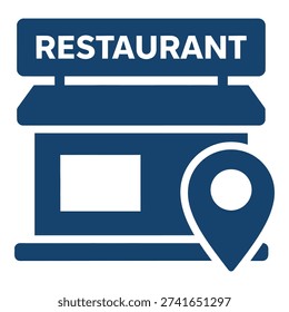 Restaurant location sign with map marker icon graphic symbol icon