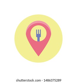 Restaurant Location Vector Icon Flat Style Illustration.
