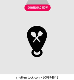 Restaurant Location Vector Icon, The symbol of location bubble of restaurant. Simple, modern flat vector illustration for mobile app, website or desktop app 