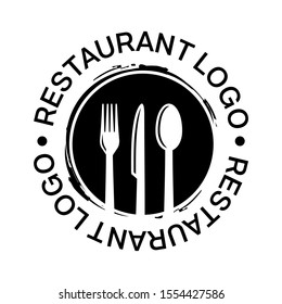Restaurant Logo in Abstract Circle with Fork Knife and Spoon Cutlery Design Vector