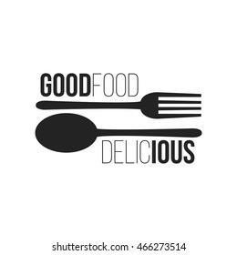 Logo del restaurante e ilustración vectorial de placa