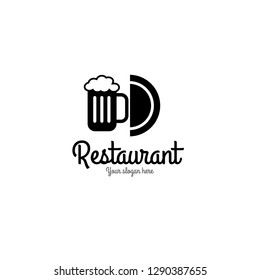 restaurant logo with beer icon - concept. Designed for your web site design, logo, app, UI