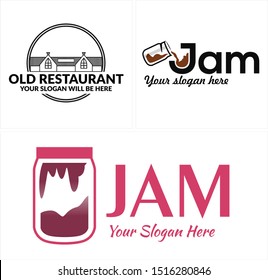 Restaurant logo with building old and jam illustration vector suitable for food drink healthy food